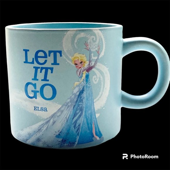 Disney Elsa Frozen Coffee Tea Mug Cup Ceramic LET IT GO Light Blue Hallmark Big - Picture 2 of 14